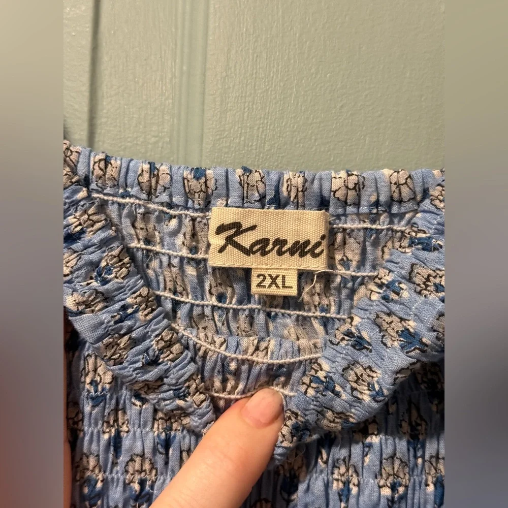 Block print smocked dress NWOT - Picture 4 of 5